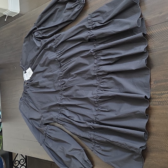 NWT One One Six Black Long Balloon Sleeve Tiered Poplin A-line Dress Farmhouse - Picture 8 of 8